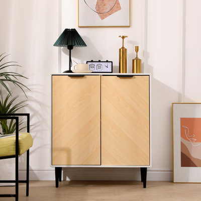 Mid Century Accent Cabinet with Panelled Doors, With Shelf