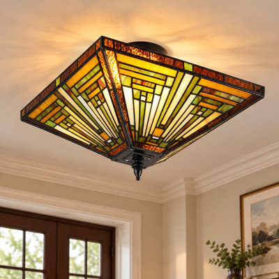 13.8" 2-light Semi Flush Mount Ceiling Light