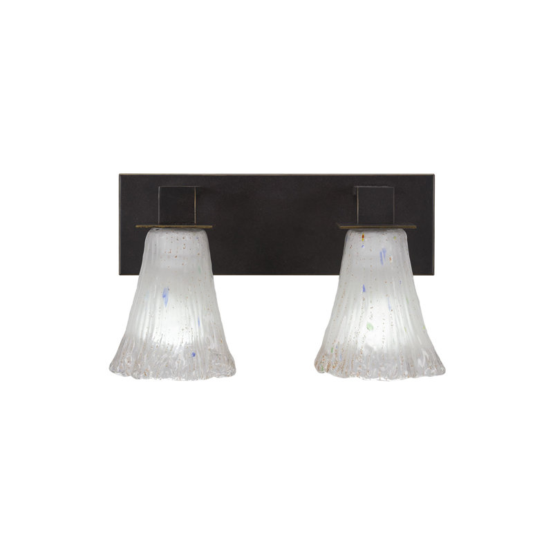 Quattrucci 2 Light Bath Bar Shown In Dark Granite Finish With 5.5" Fluted Crystal Glass, Dark Granite, Fluted Frosted