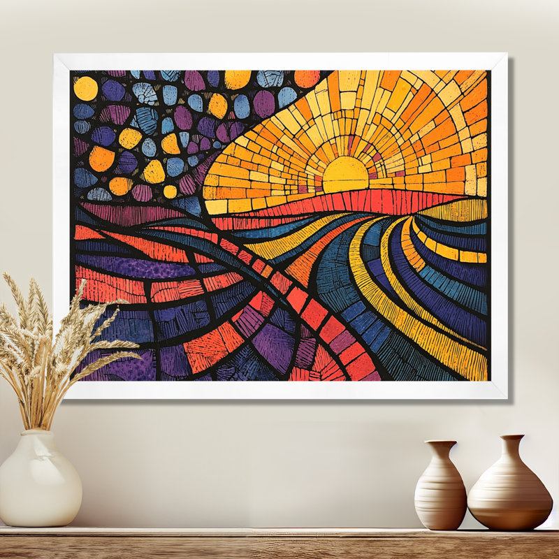 Art mural sur toile Gurkiran Mosaic Meadow, H 30 po x l 40 po, Reproduction encadrée d'une seule photo, Blanc