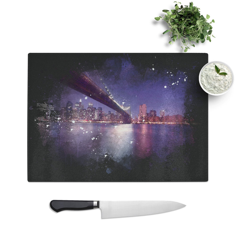 Tempered Glass Brooklyn Bridge in New York City Chopping Board, 28.5 cm x 39 cm