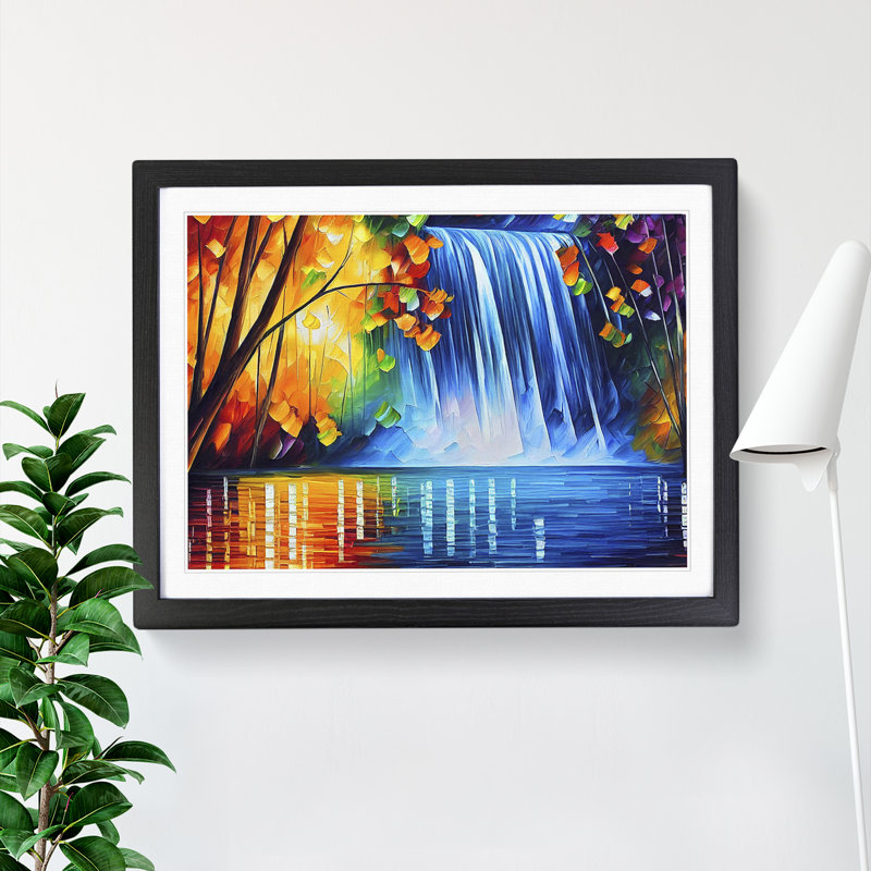 Glimmering River Waterfall Vol.1 - Framed Print, Black, 25cm H x 34cm W x 2cm D
