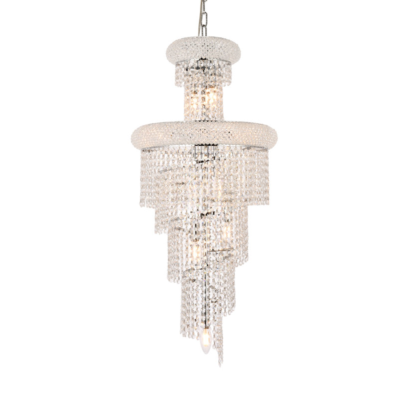 Ston Easton 10-Light Dimmable Tiered Chandelier, Chrome, 36" H x 16" W x 16" D