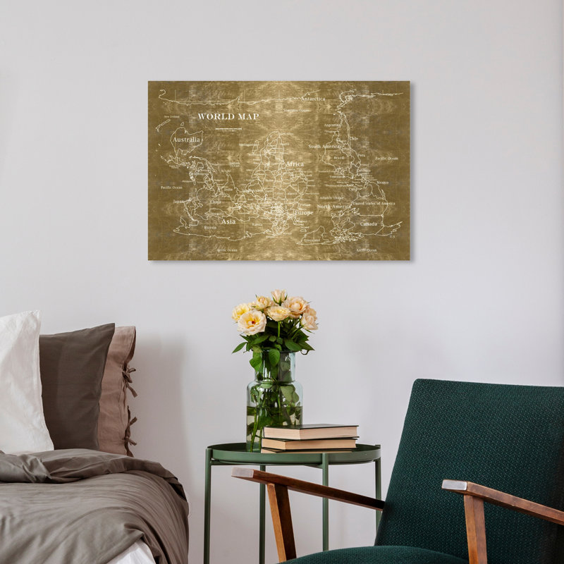 « inversée the world noir gold », impression sur toile, H 16 po x l 24 po x P 2 po