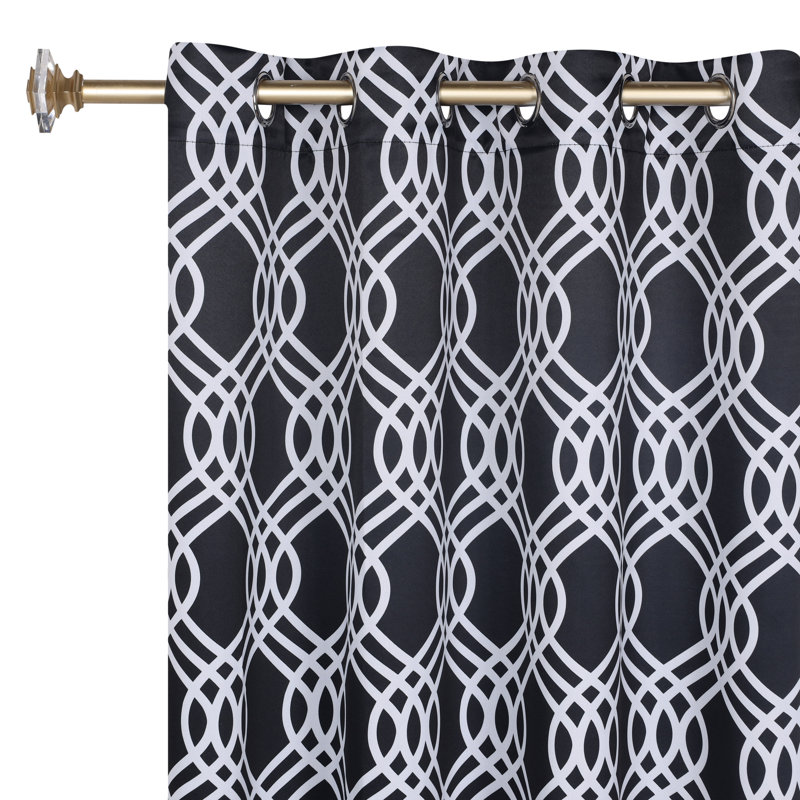 Paire de rideaux obscurcissant 100% polyester Écosse, L 52 po x L 96 po, Noir