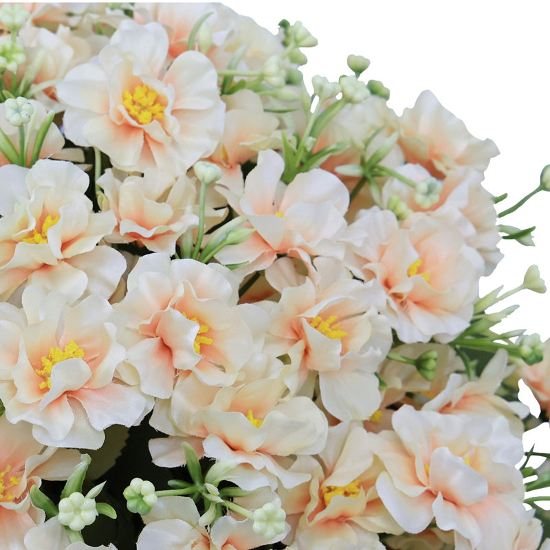 Décoration florale artificielle résistante aux rayons UV de 24 pouces en fausse fleur artificielle en forme de lotus adaptée aux espaces intérieurs et extérieurs (rose pêche), 2 pots par / ensemble