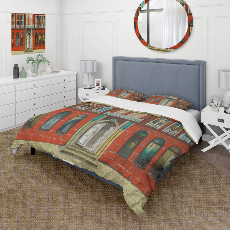 Ensemble de housse de couette Red Face of Shop In Paris II - Microfibre polyester