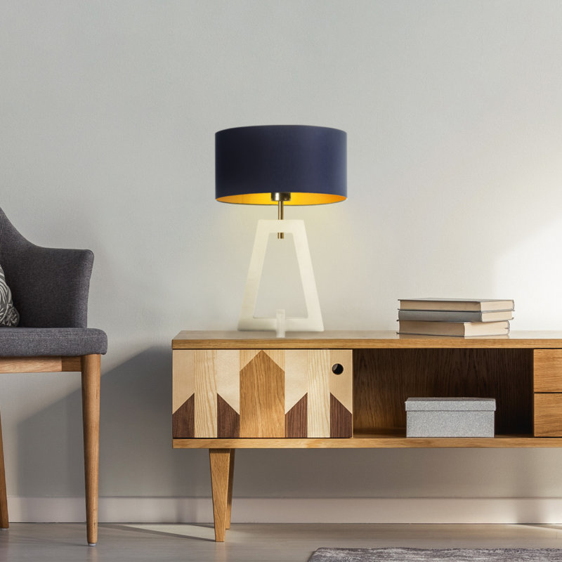Alvina Solid Wood Desk Lamp, Green, Ashen Grey