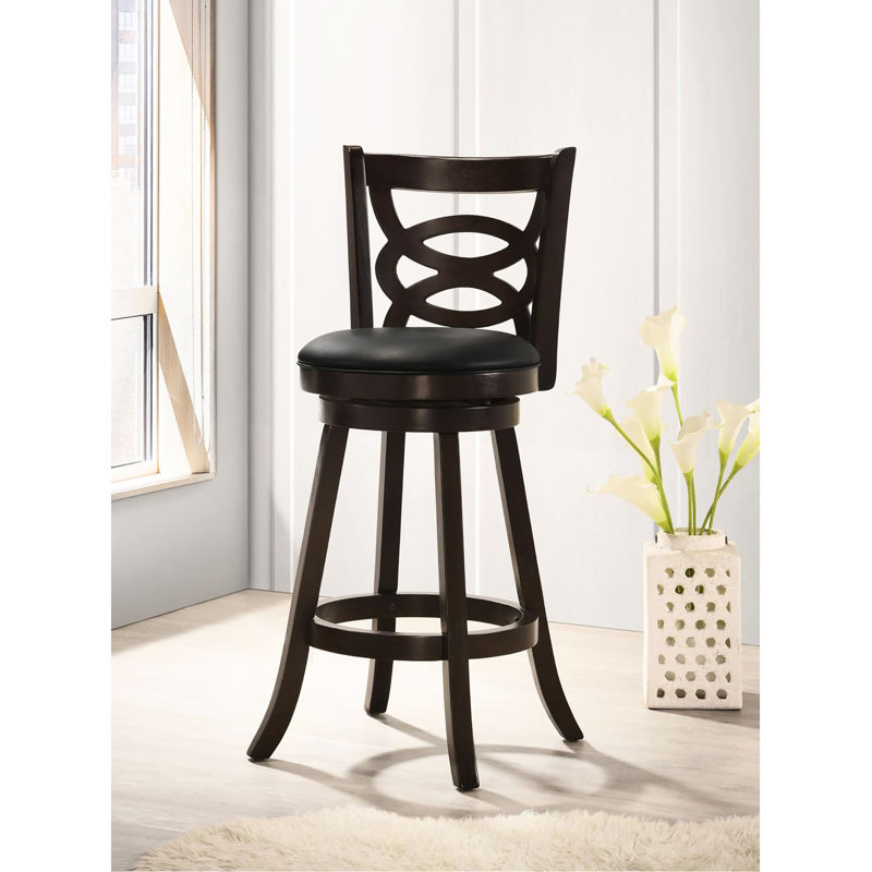 2 tabourets de bar pivotants Cappuccino - finition bois, siège rembourré noir, crée une atmosphère de salle à manger relaxante 2 tons, coussin de siège, élégant et élégant