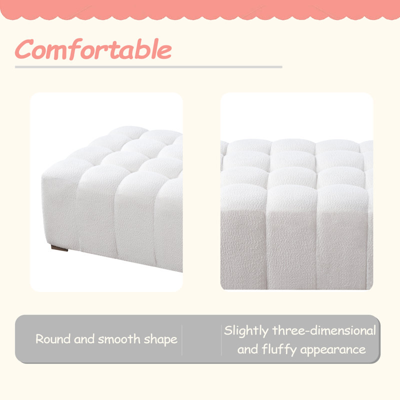 Solid Modern Boucle Multipurpose Ottoman