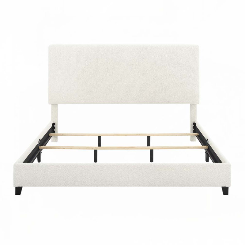 Lit plateforme tapissier Boucle, Grand, Blanc