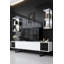 Ensemble de mobilier de salon moderne (3 pièces), blanc et noir | 100% panneau de particules enduit de mélamine, meuble télé (70,9 x 11,8 x 18,9 po), table basse (31,5 x 31,5 x 15,7 po), tablette murale (8,7 x 8,3 x 23,6 po) | Pieds en métal durables, design élégant et fonctionnel-1068160998