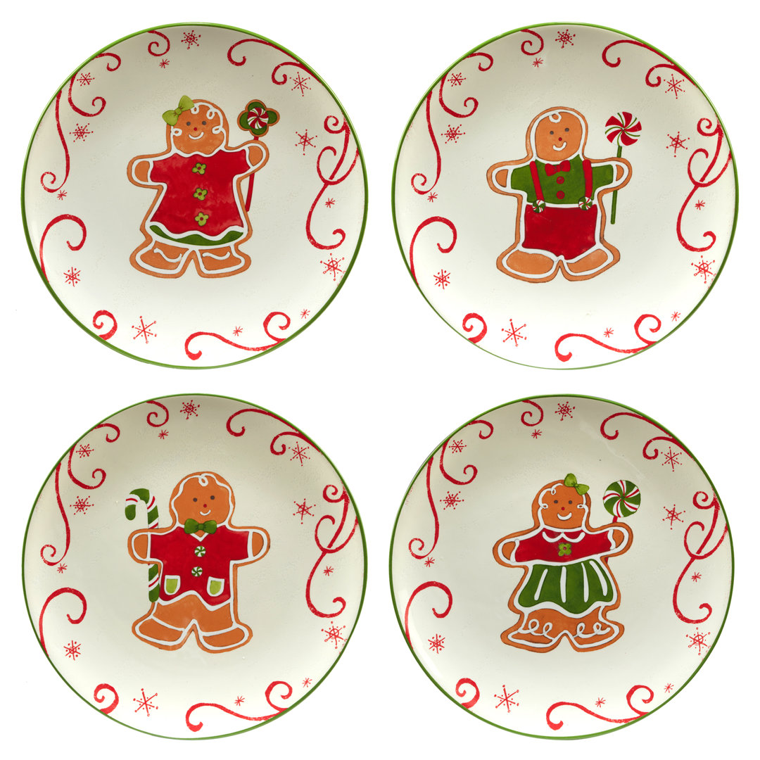 Certified International Holiday Magic Gingerbread  Set Of 4 Dessert Plate Certified International