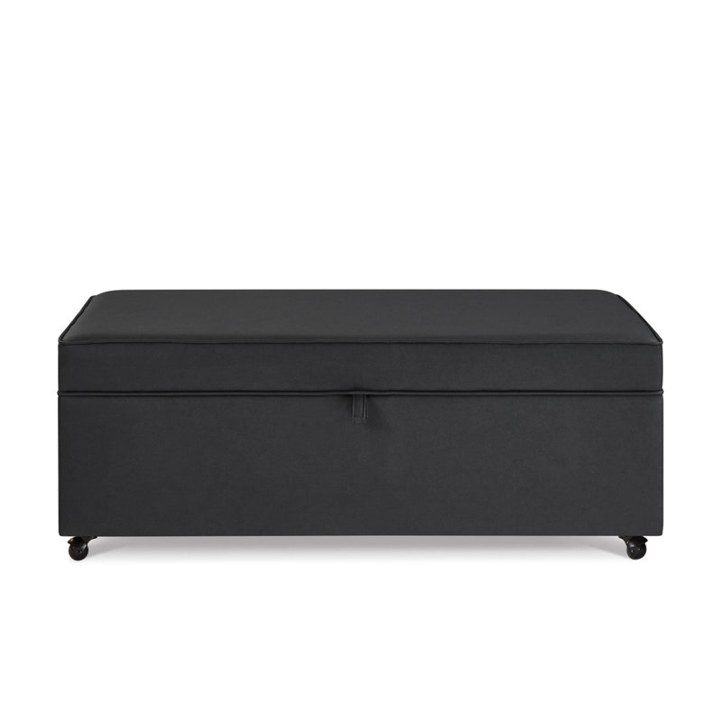 Multi-Functional Storage Ottoman, Black Faux Leather