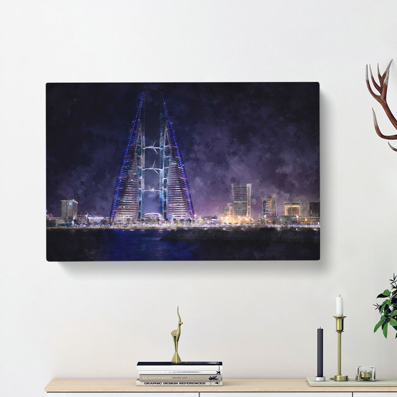 Trade Centre in Manama Bahrain - Wrapped Canvas, 35cm H x 50cm W x 3cm D