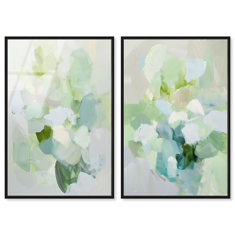Ensemble de décorations murales en acrylique Cedar Clouds Diptych, H 16 po x l 11 po, Cadre noir