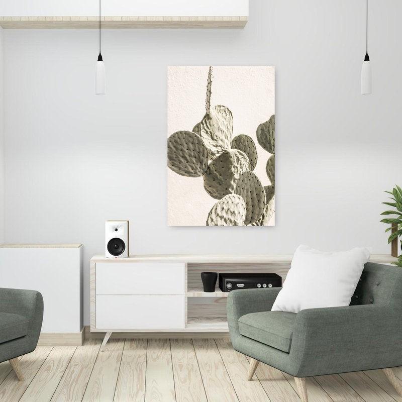 Art contemporain contemporain avec cactus, H 36 po x l 24 po