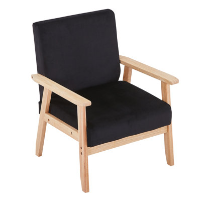 Bleona Velvet Accent Chair For Living Room, Mid Century Modern Relaxing Armchair With Solid Wood Frame & Soft Cushion, Reading Leisure Chair With Back by George Oliver