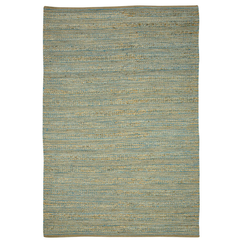 Tapis tissé à la main à rayures beige et brun en jute 2 pi x 3 pi Aqua, Rectangulaire 2 pi x 3 pi