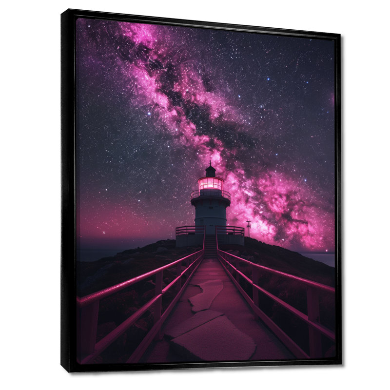 Mauve, Exploration de l'espace, Starlight III, impression d'art mural, Toile avec cadre flottant noir
