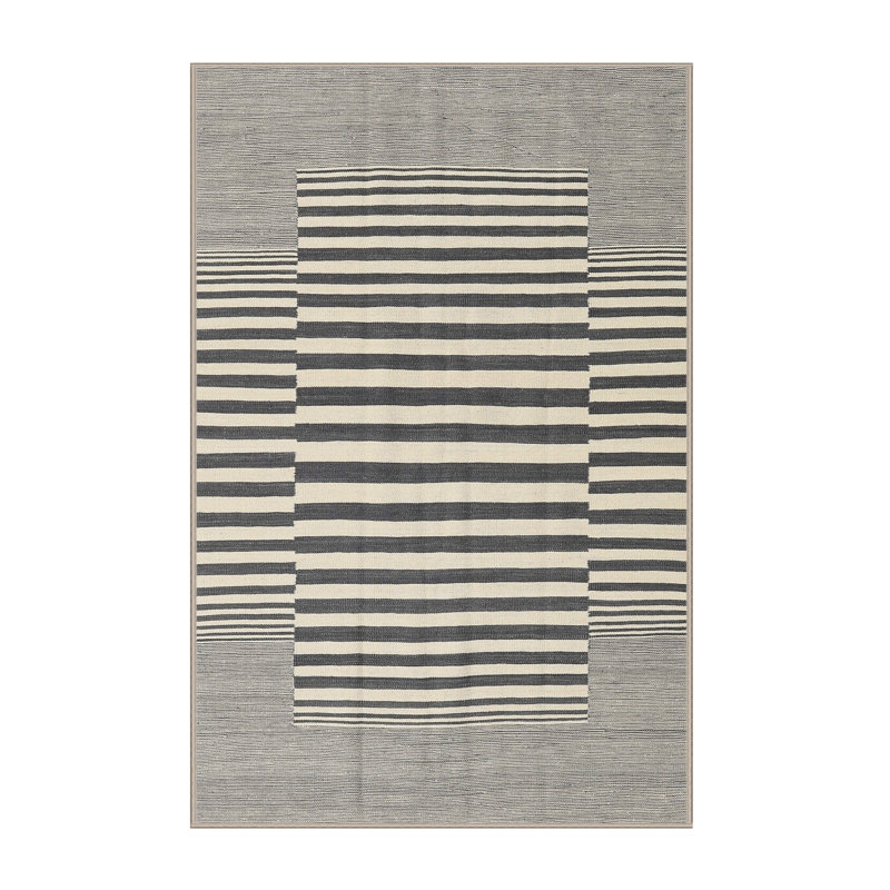 Tapis abstrait gris / olive clair, Rectangle 5 pi x 7 pi