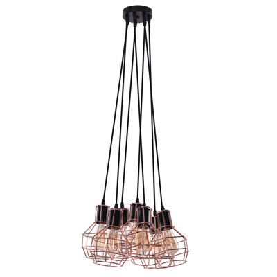 Carron 7 - Light Black Cluster Pendant