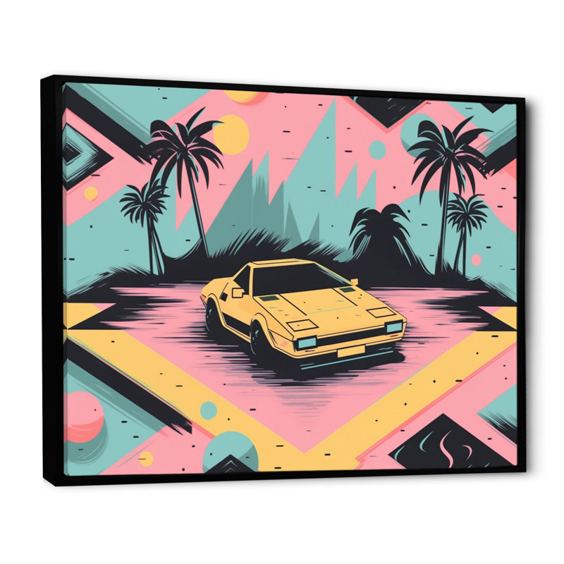 80S Groovy Cars VI, reproduction d'art sur toile encadrée, Noir, H 12 po x l 20 po x P 1 po