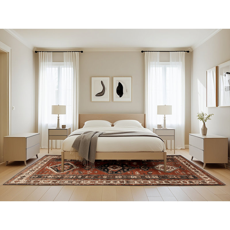 Tapis brun turc lavable à la machine, Rectangle de 5 pi x 8 pi