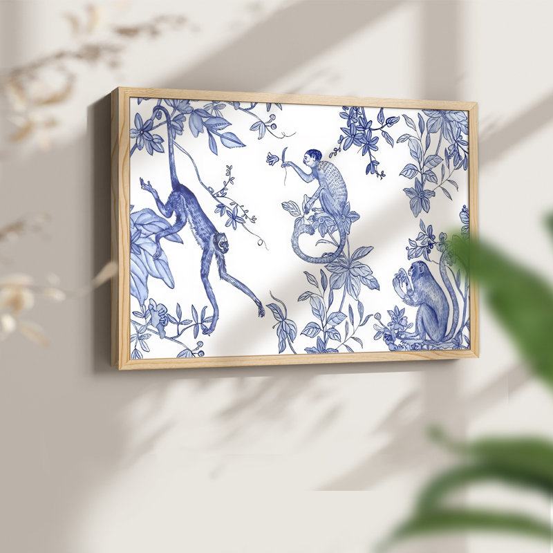«Blue Monkey Land Toile I», reproduction encadrée, H 8 po x l 10 po, Naturel