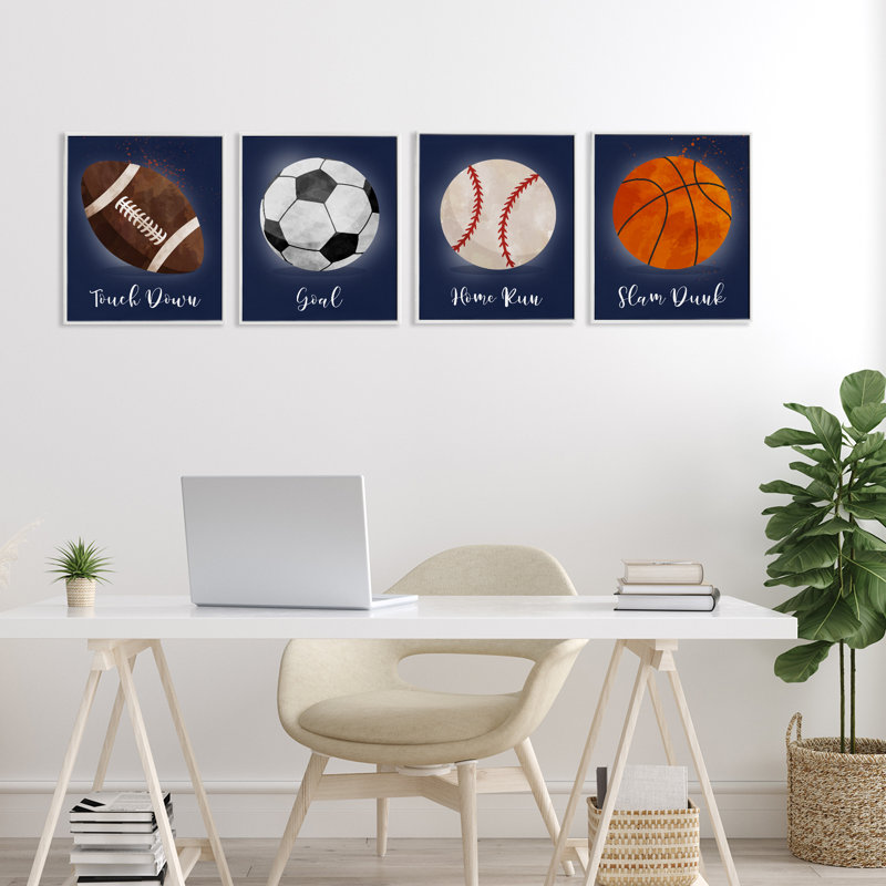 «Game On Sports Goals», ensemble de 4 giclées encadrées, design par Christine Simpson Art, H 14 po x l 11 po