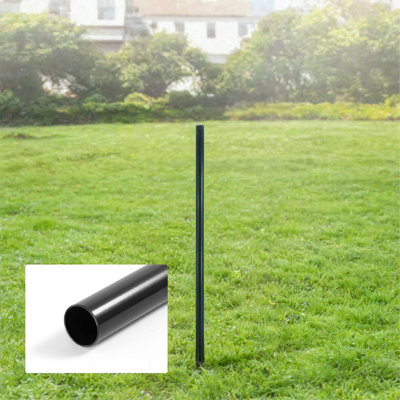 6 FT Black Chain Link Fence Line Round Post, Line Post with 1-7/8” Outside Diameter, Chain Link Fence Parts, Hardware, Accessories, Single