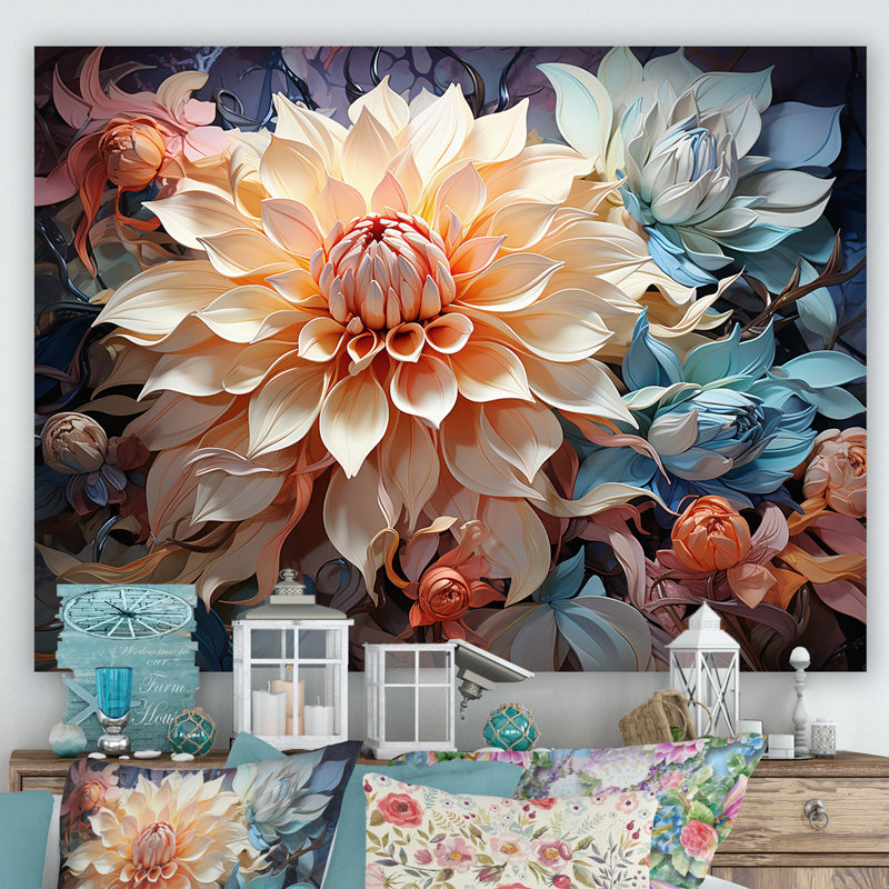 Dahlia Blossom Reverie sur toile, Toile tendue, H 24 po x l 32 po x P 1 po