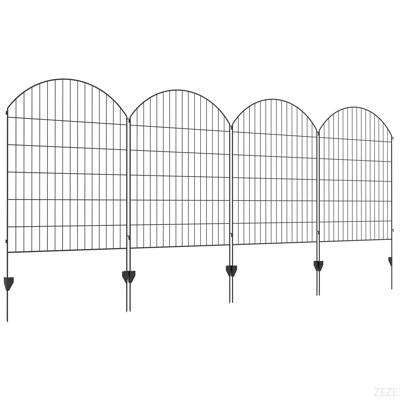 Clôture de jardin Outsunny, paquet de 4 panneaux de clôture en acier, L 11,4 pi x H 43 po, bordure de bordure décorative pour animaux résistante à la rouille pour bordure de jardin, paysage, patio, décoration extérieure