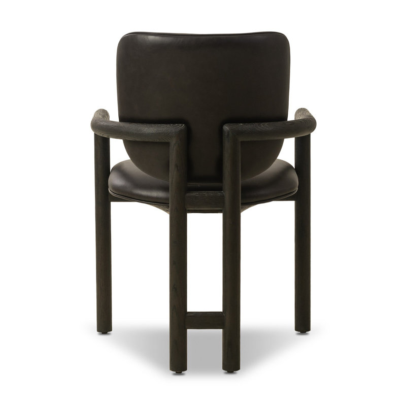 Kosta 19.29'' H Upholstered Oak Armchair, Dark Anthracite Oak, Sonoma Black