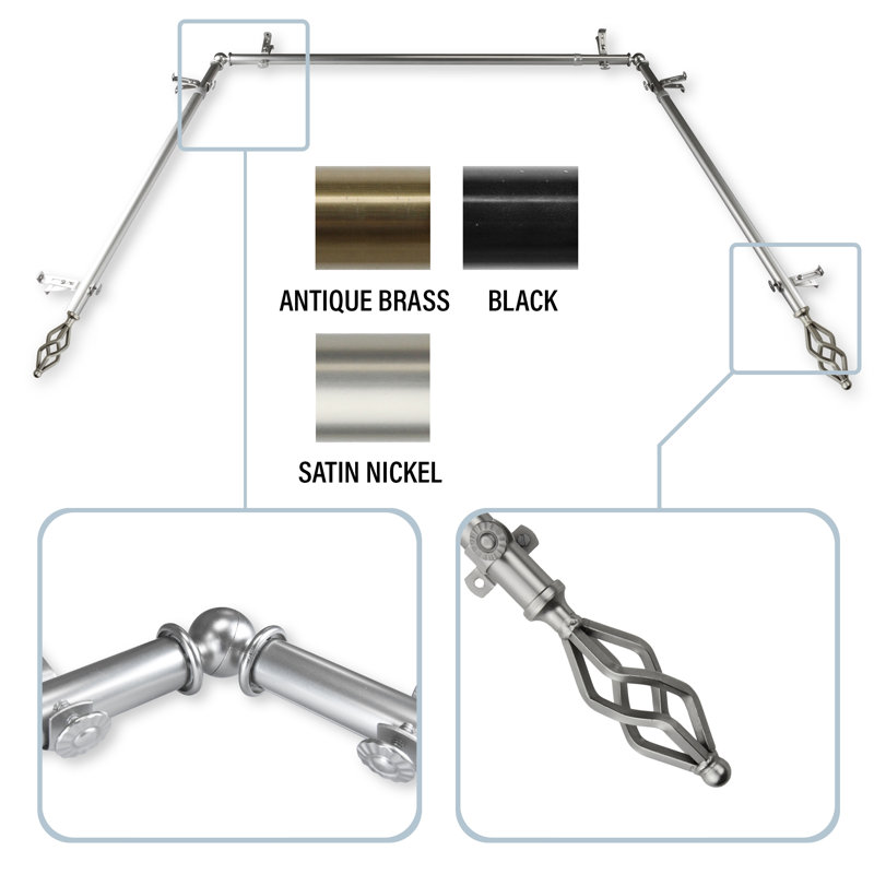 Tringle à rideaux simple avec baie vitrée Andresen, Nickel satiné