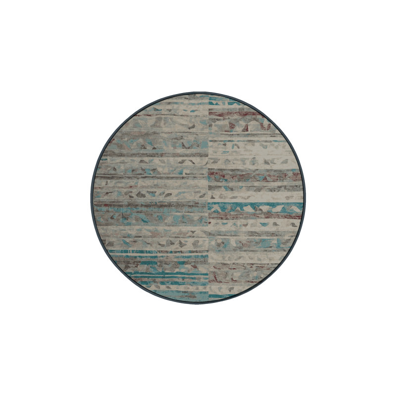 Machine Washable Gray Area Rug, Round 4'