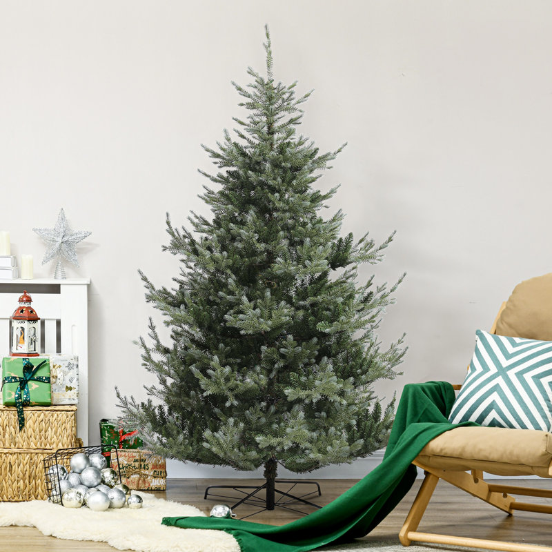 Arbre de Noël artificiel de 6 pi avec branches faciles à façonner, ouverture automatique, base en acier, vert