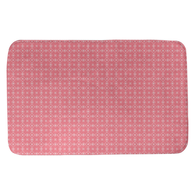 Bueschel Memory Foam Non-Slip Bath Rug, 21" W x 34" L, Coral/White