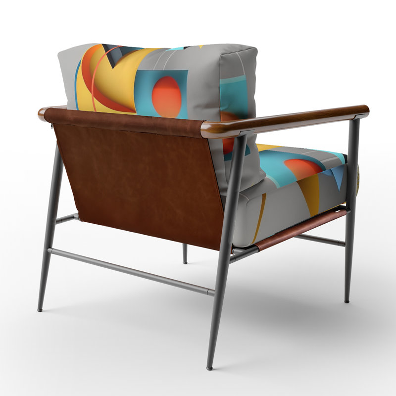 Daryanani - Fauteuil rembourré à motif géométrique abstrait, Noir, noir, noir, noir