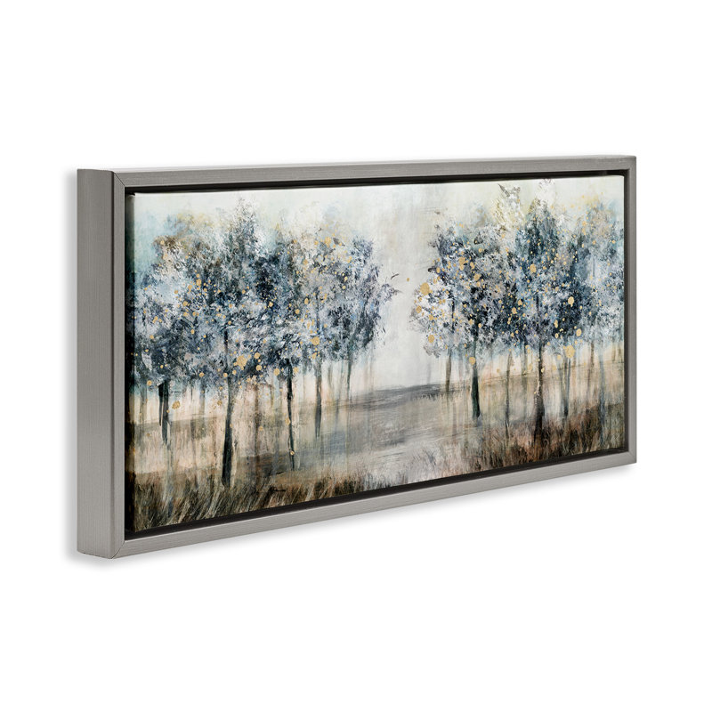 Arbre moderne, Cadre flottant gris lustré, H 14 po x l 31 po