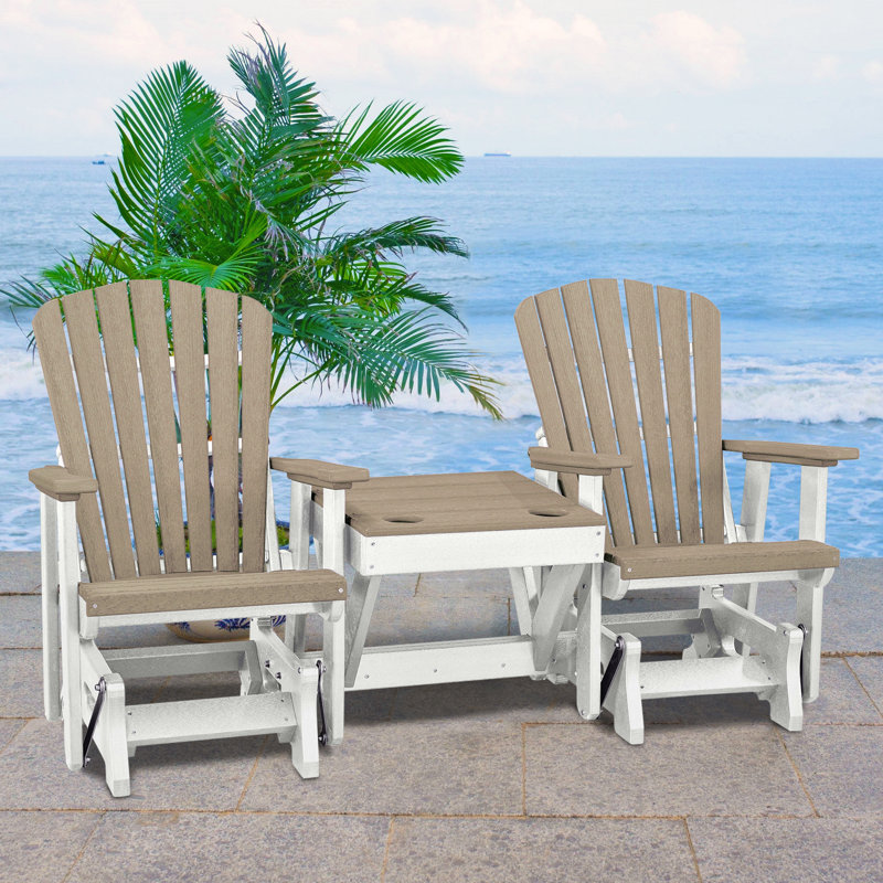 Chaise Adirondack en plastique, Bois patiné / blanc