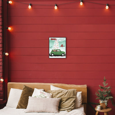 Père Noël au volant d'une voiture de Noël, estampe numérique, conception de Jilly Jack Designs