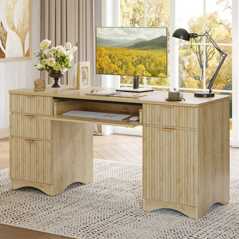 Computer Desk, Natural Oak