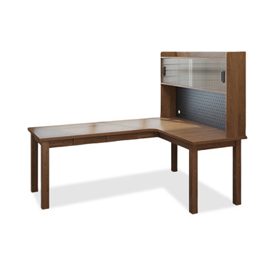 Nut-brown L-Shaped Solid Wood desk