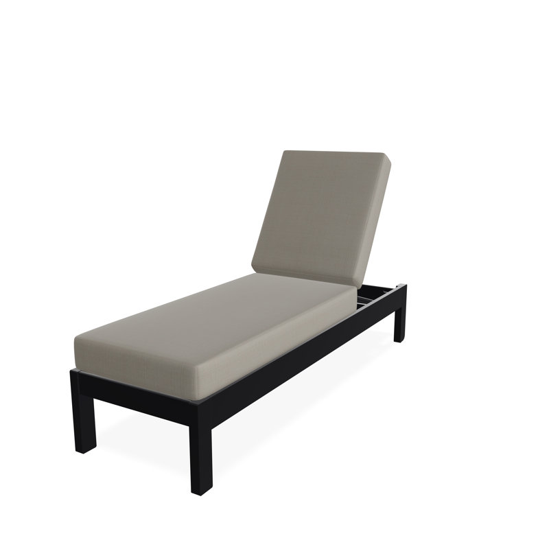 Chaise longue sans accoudoirs en polyester à 3 positions Leeward, Lin naturel, Noir