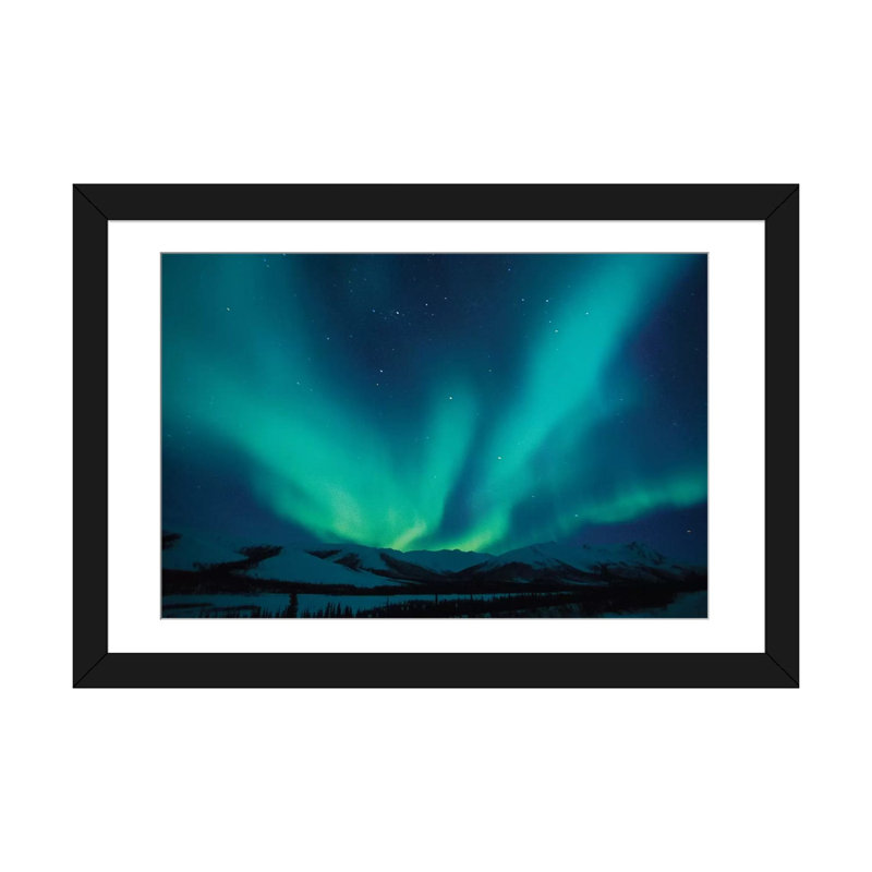 «Aurora Borealis Above the Endicott Mountains Brooks Range Alaska USA», reproduction de photo sur toile, Blanc