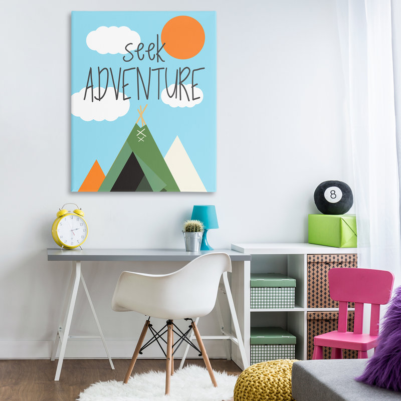 «Seek Adventure with Tent», art mural sur toile par SD graphiques studio, H 48 po x l 36 po