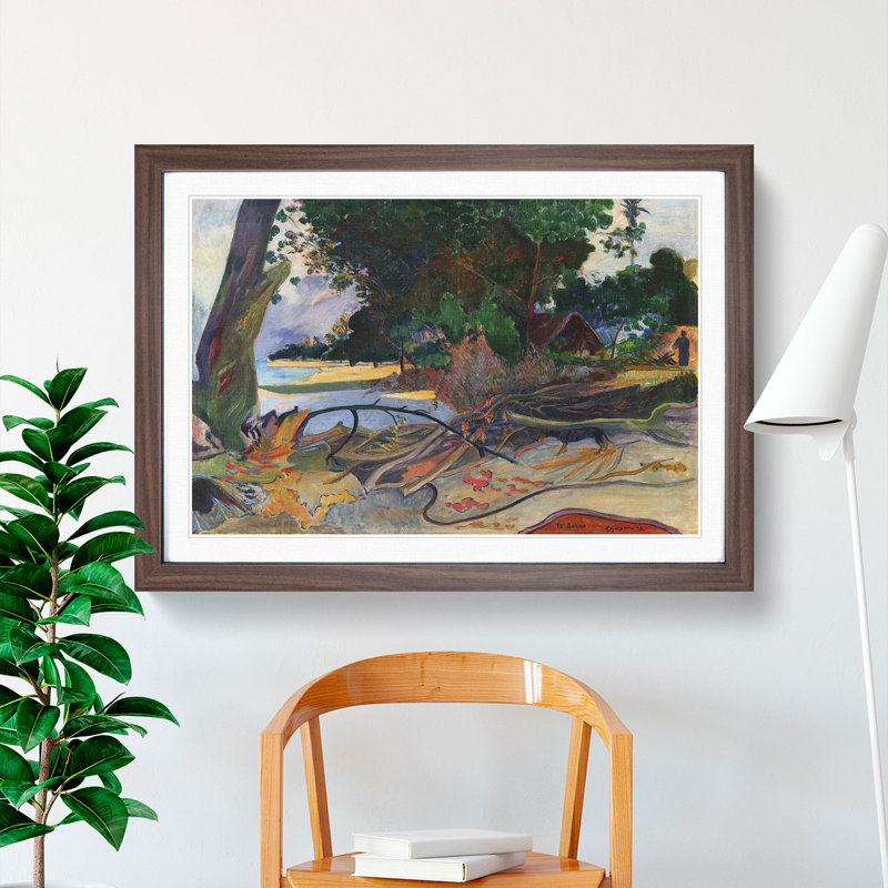 The Hibiscus Tree by Paul Gauguin - Picture Frame Painting, Walnut, 27cm H x 36cm W x 2cm D