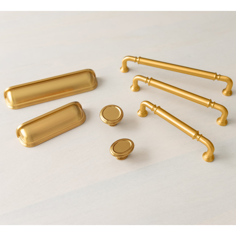 Berkshire Collection Handle Pull - Cabinet Pull - Farmhouse Hardware for Drawers & Cabinets, Brushed Golden Brass, 6 5/16"