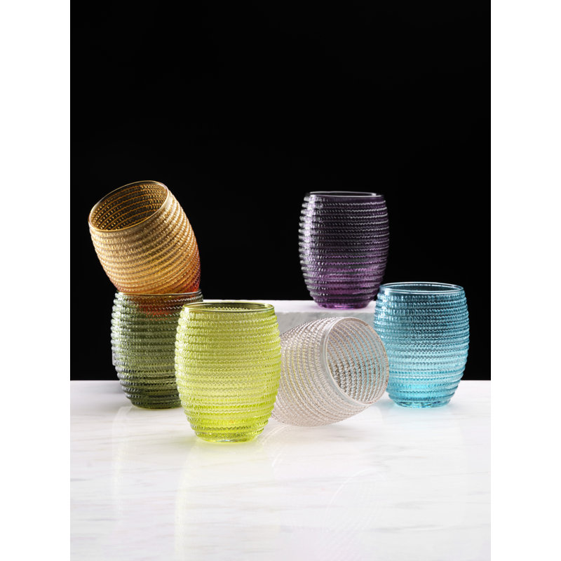 Helix Glass Drinking Glass, Turquoise/Forest Green/Dove Gray